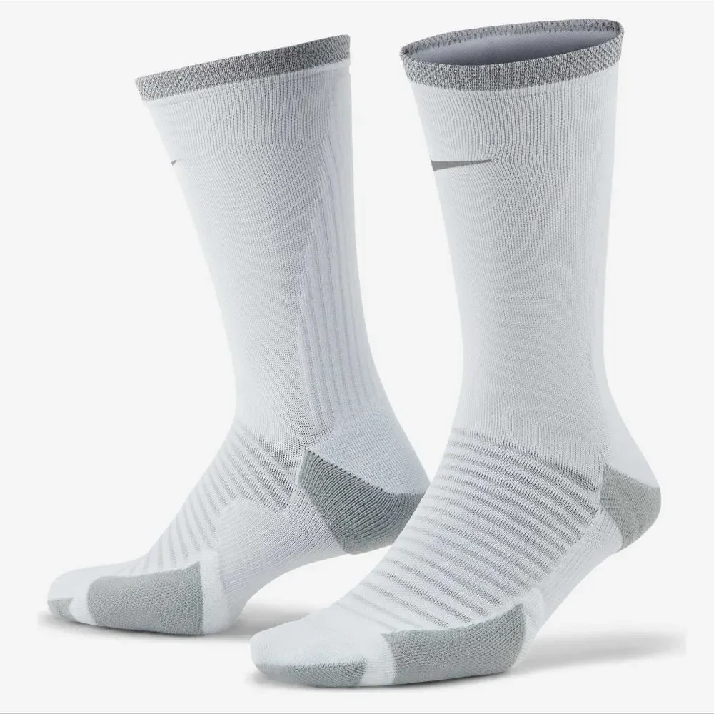 Nike Spark Lightweight Running Crew Socks Women's Size 11.5-13 White Grey Silver